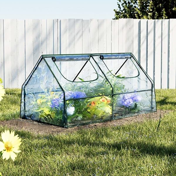 Green Fingers Mini Greenhouse with PE Cover and Roll-up Zipper
