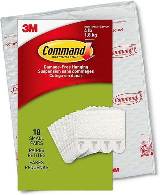 Command Small Picture Hanging Strips, Damage Free Hanging Picture Hangers, No Tools Wall Hanging Strips for Christmas Decorations, 18 White Adhesive Strip Pairs(36 Strips)