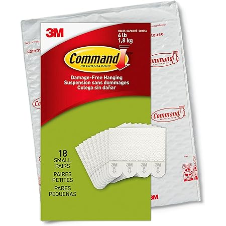 Command Small Picture Hanging Strips, Damage Free Hanging Picture Hangers, No Tools Wall Hanging Strips for Living Spaces, 18 White Adhesive Strip Pairs(36 Command Strips)