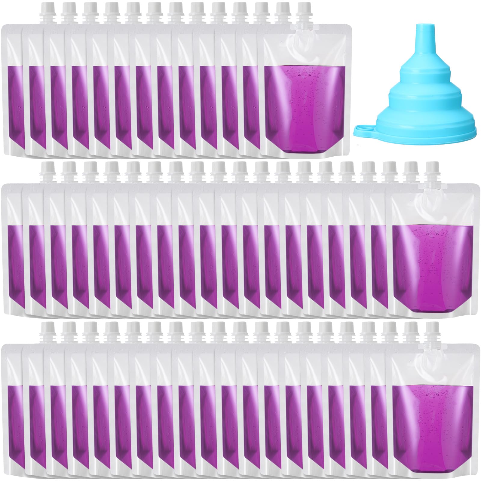 Pochettes en plastique réutilisables Patelai de 680 ml avec entonnoir pour voyage, lot de 60