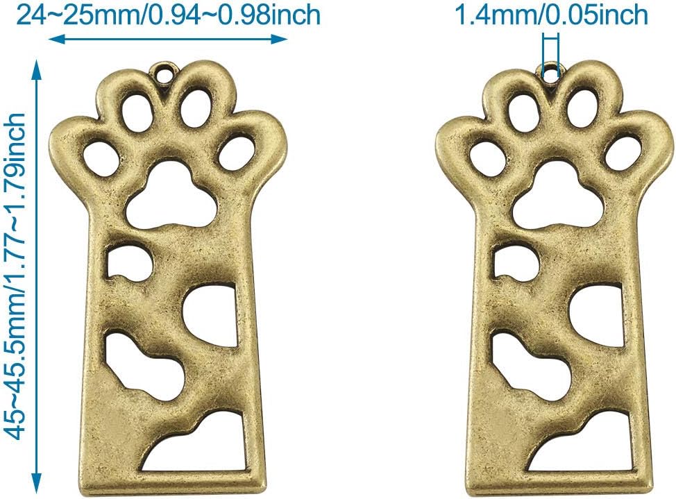 Pandahall 30pcs Cat Paw Open Back Bezel Pendants 3 Colors Blank Pressed Frame Hollow Mould Charms for DIY UV Resin Crafts Jewelry Making Findings