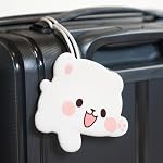 Tag de bagages en lait en blanc autorisé Milkmochabear Silicone adorable avec nom ID Label de la carte Travel Essentials Accessoires pour Sacs Sacs à dos Bagages