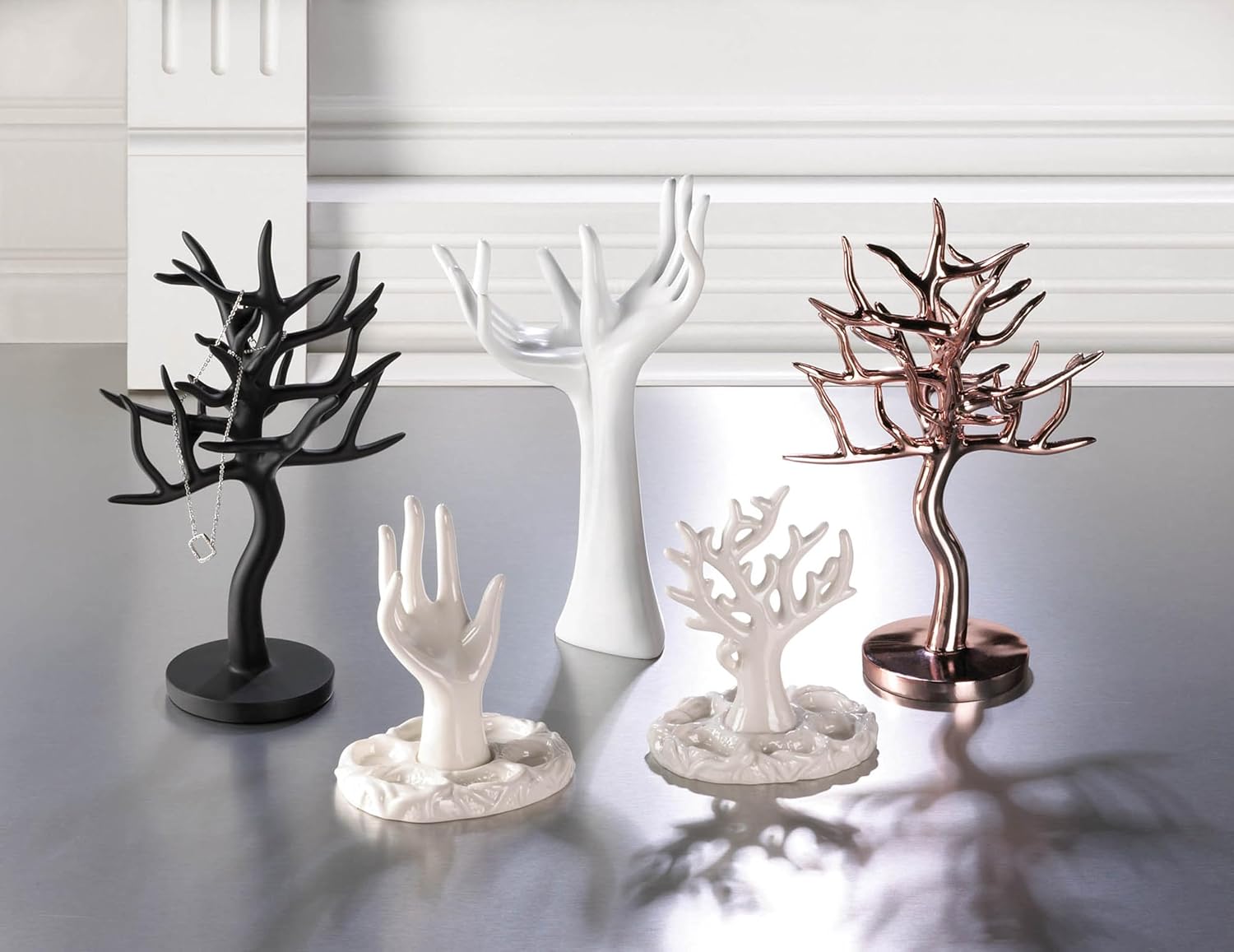 Zingz & Thingz Decorative Metal Jewelry Tray, Helping Hands, 7x3.75x12.375