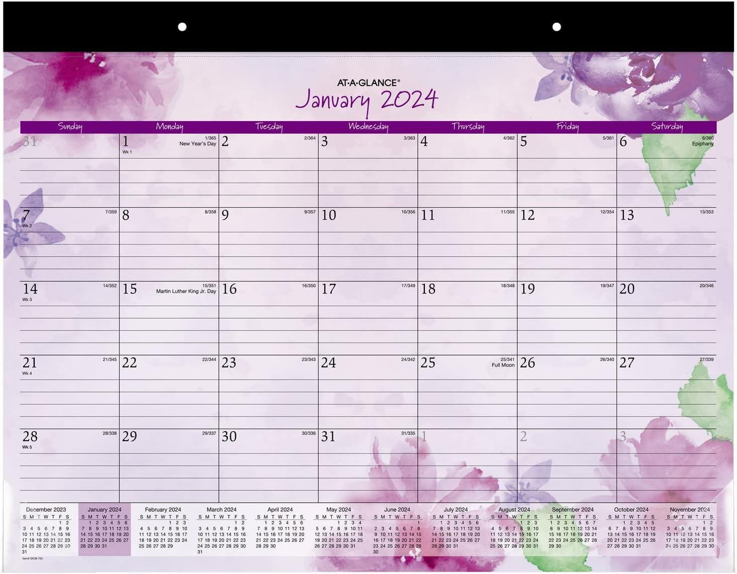 ATAGLANCE 2024 Desk Calendar, Monthly Desk Pad, 213/4" x 17", Standard