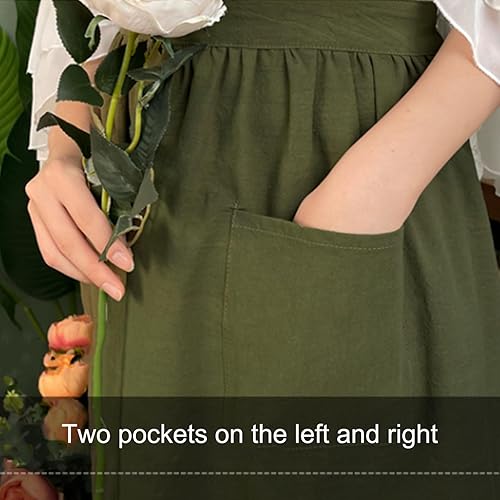 Miniatura 6 de Delantales de cocina para mujer, estilo francés, de algodón, ajustable, con bolsillos, adecuado para hornear, pintar