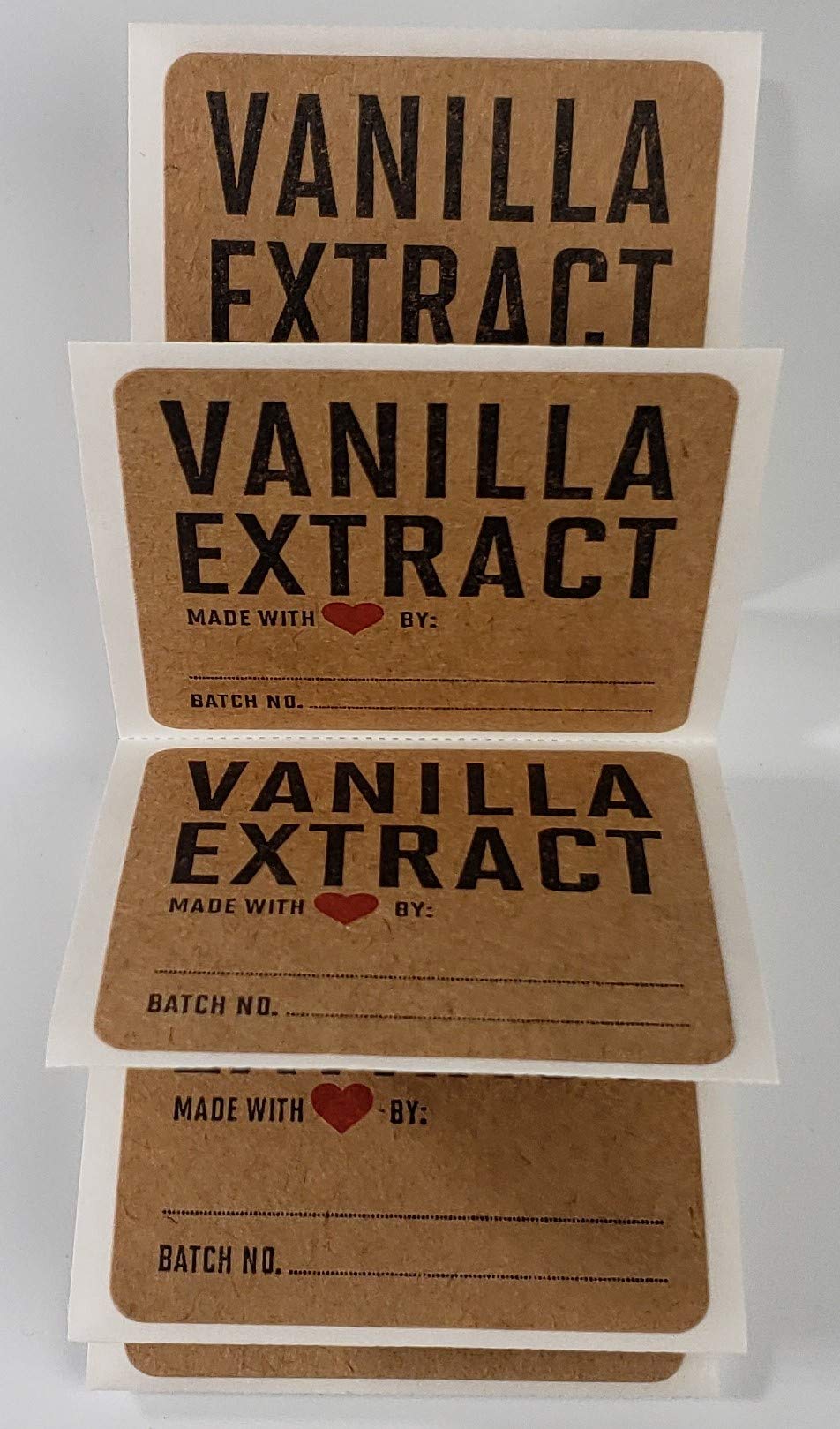 Vanilla Extract Labels - Kraft Paper Handcrafted Labels For 2 Ounce Bottles (12 Pack)