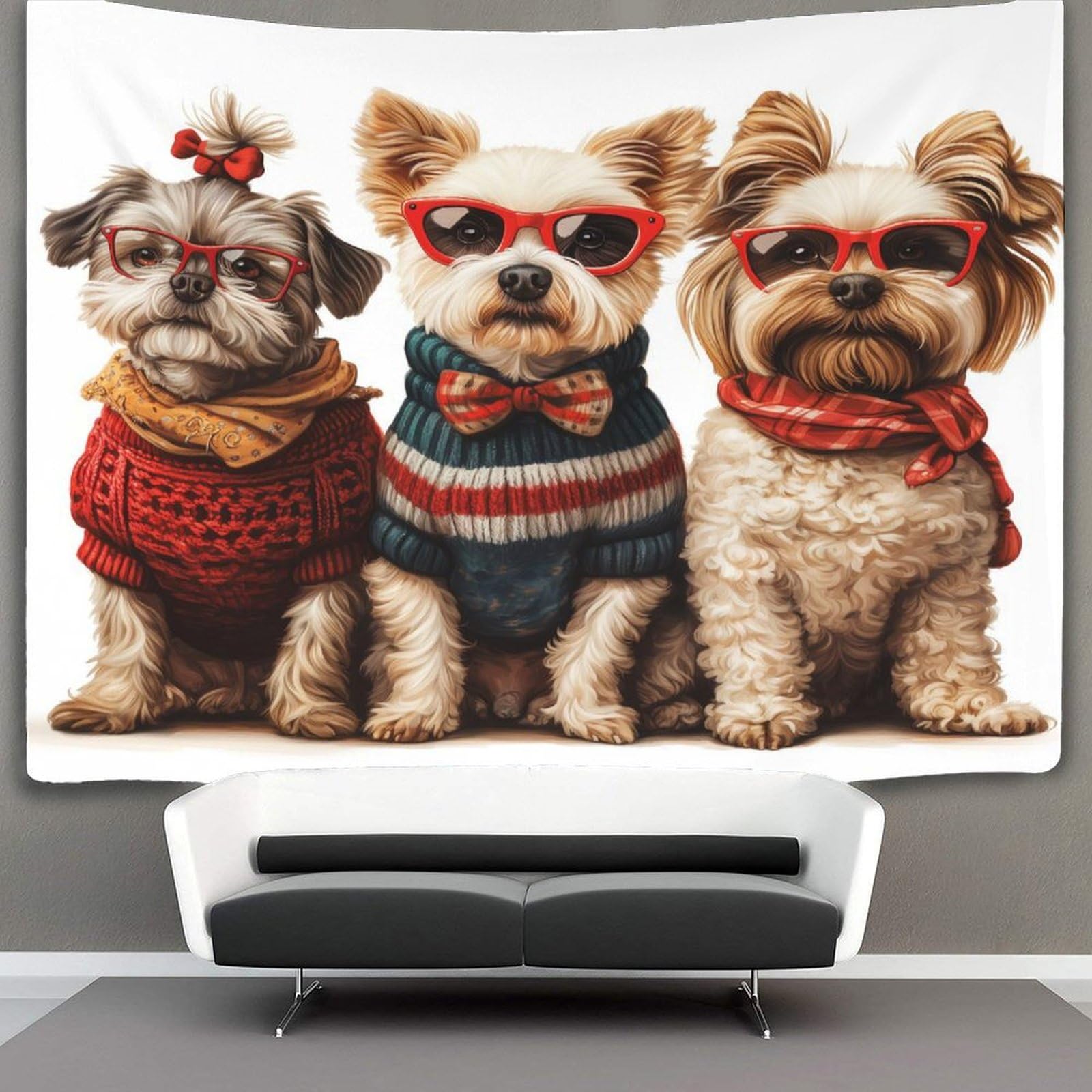 kaiyun Cartoon Animals Tapestry Wall Hanging Cute Dog Art for Bedroom Living Room Dorm Decor 150cmx200cm