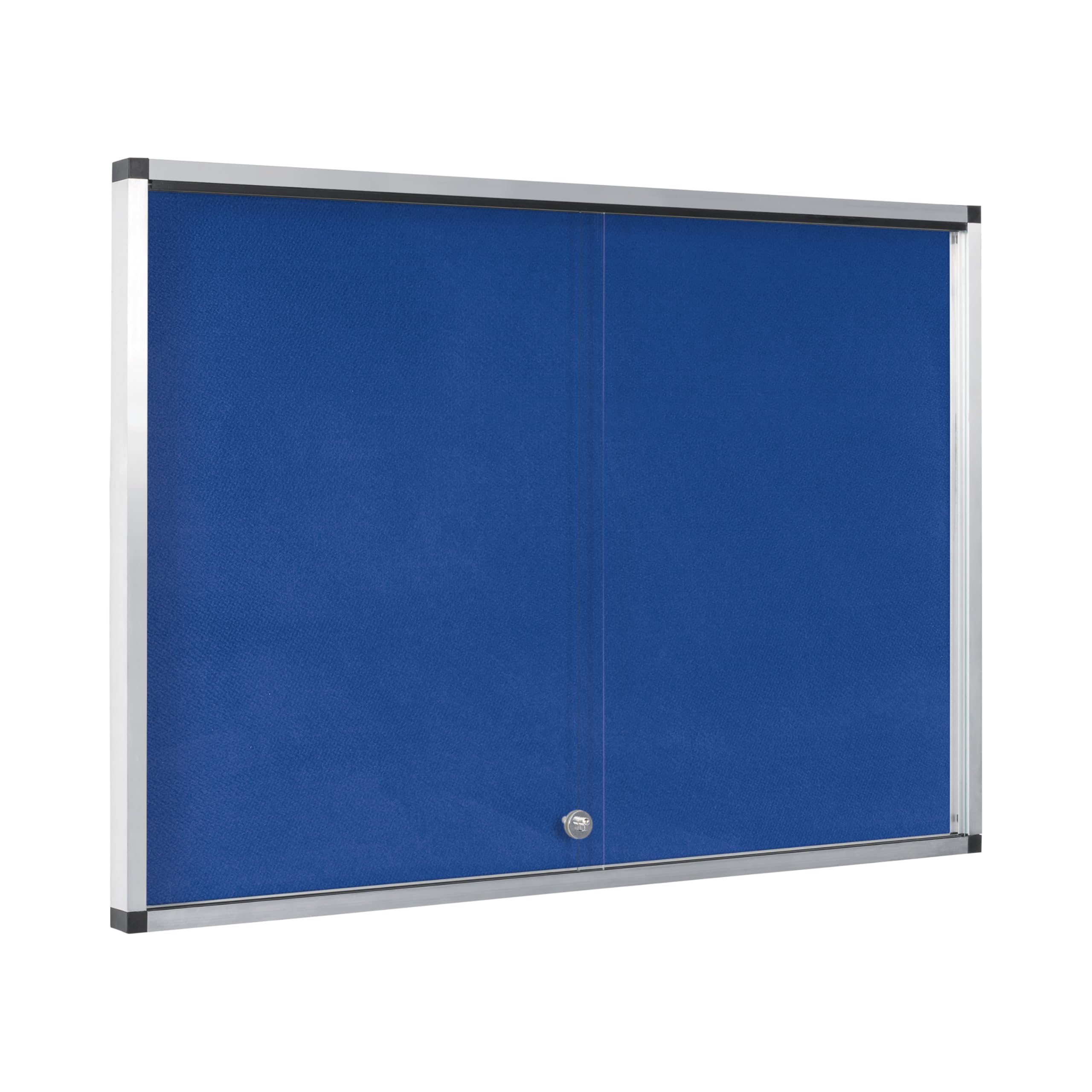 Bi-Office Exhibit Extra Vetrina Espositiva, 12xA4, Superficie in Feltro Blu, Porta in Vetro, Cornice in Alluminio