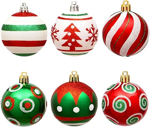 Miniatura 2 de 30 adornos de bola de Navidad  Esferas de Navidad de 2.3 pulgadas (2.4 in), color rojo, verde y blanco, inastillable, adornos colgantes para árbol