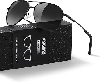 Sonnenbrille Herren Damen Polarisierte Unisex UV400-Schutz Klassische Ultraleichte Fahren Angeln Laufen Outdoor Schwarze Fliegerbrille