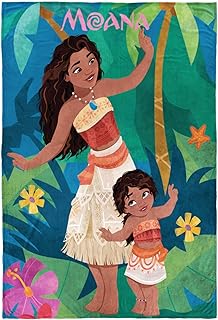 Disney Moana - Manta de felpa para niños, mide 46 x 60 pulgadas, ropa de cama de forro polar azul acuarela súper suave para niños