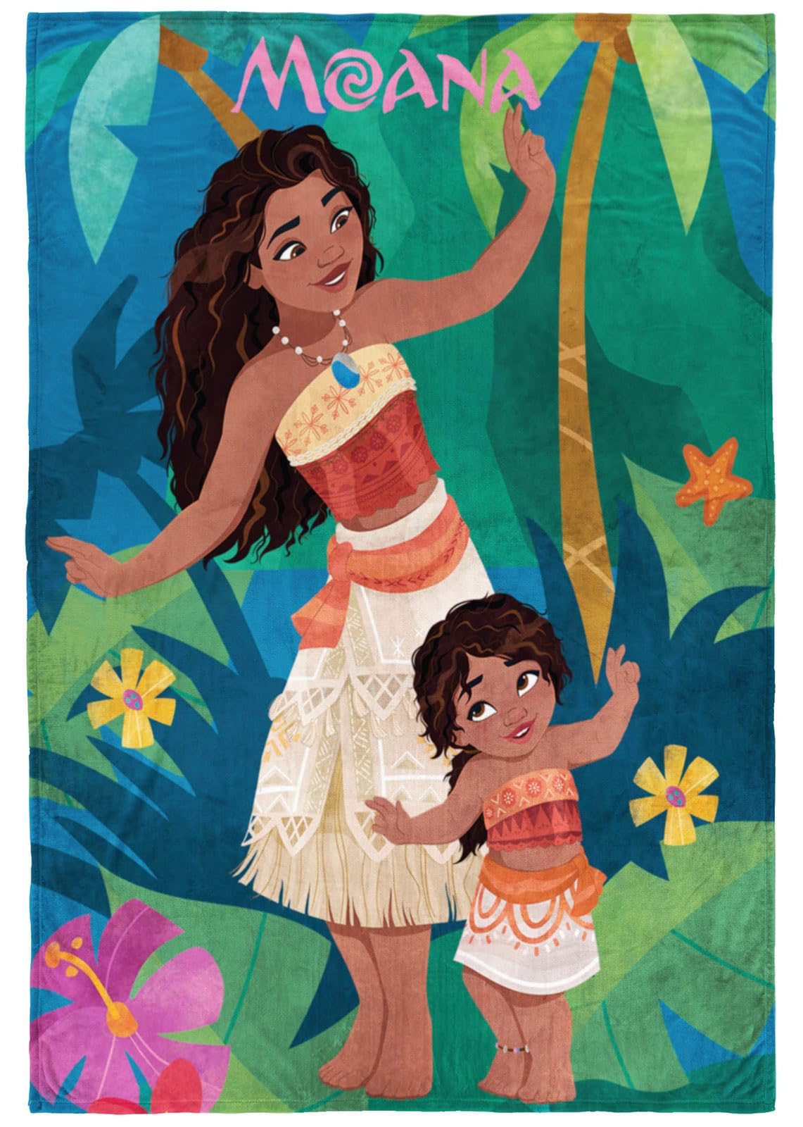Disney Moana Plush Throw Blanket - Measures 46 x 60 Inches - Kids Super Soft Blue Watercolor Fleece Bedding