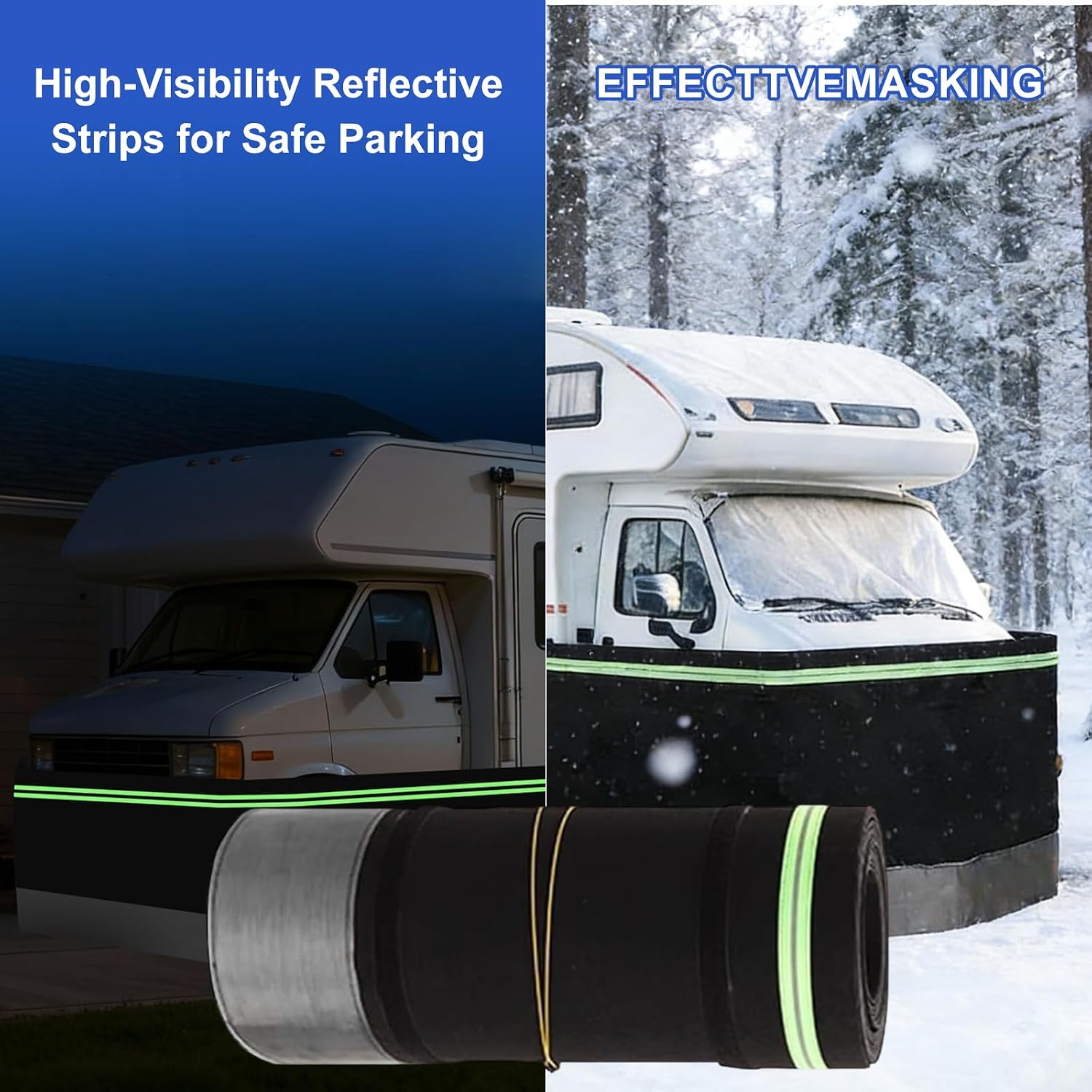 RV Skirting for Winter - Heavy Duty Insulated Camper Skirt for Travel Trailer,5th Wheel,Motorhome & Class A/B/C, Windproof Waterproof Snowproof Bottom Cover with Lock Cable (3.2ft High, 59ft Length)