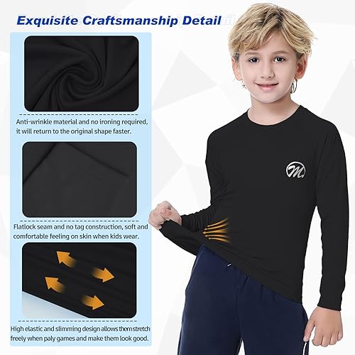 Miniatura 4 de MEETWEE Camiseta de protección solar UPF 50+ de manga larga para niños, camiseta de natación para jóvenes, SPF de secado rápido, trajes de baño