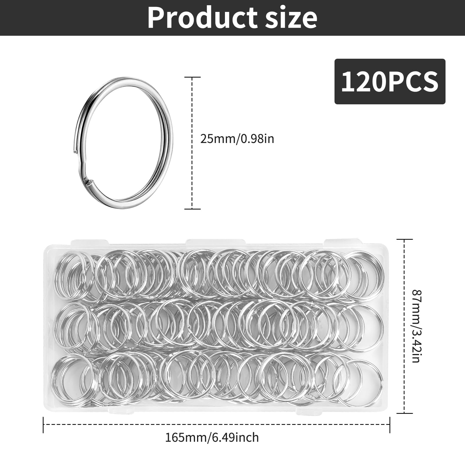 20 Anelli Portachiavi Fai Da Te - 25mm Per Chiavi Auto E Casa - Set Completo Con Anelli Divisi - Foto 8