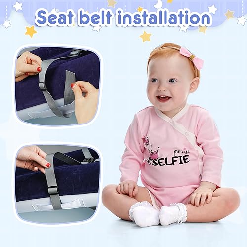 Miniatura 3 de FACULX Cama de viaje para niños pequeños, cama inflable de avión para niños pequeños con cinturón de seguridad y bomba, colchón de aire inflable