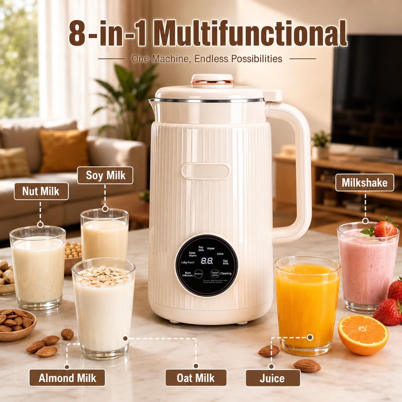 Máquina Automática para Hacer Leche de Almendras y Leche Vegetal Casera