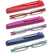 Pocket Reading Glasses, Red+Purple+Blue, 2.00