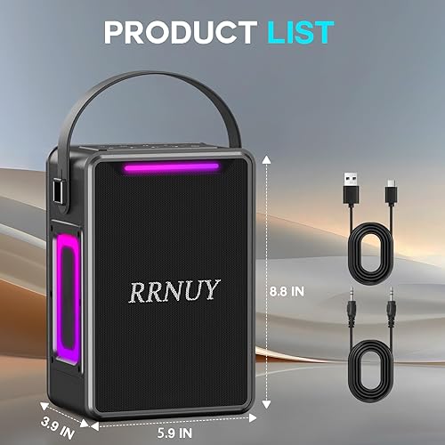 Miniatura 9 de Altavoz Bluetooth impermeable portátil con luces LED, negro (negro)