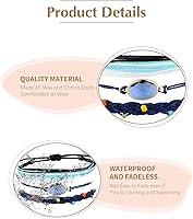 Vista 6 de Hicarer 21 pulseras de olas surfistas ajustables e impermeables hechas a mano para la amistad, joyería para mujer