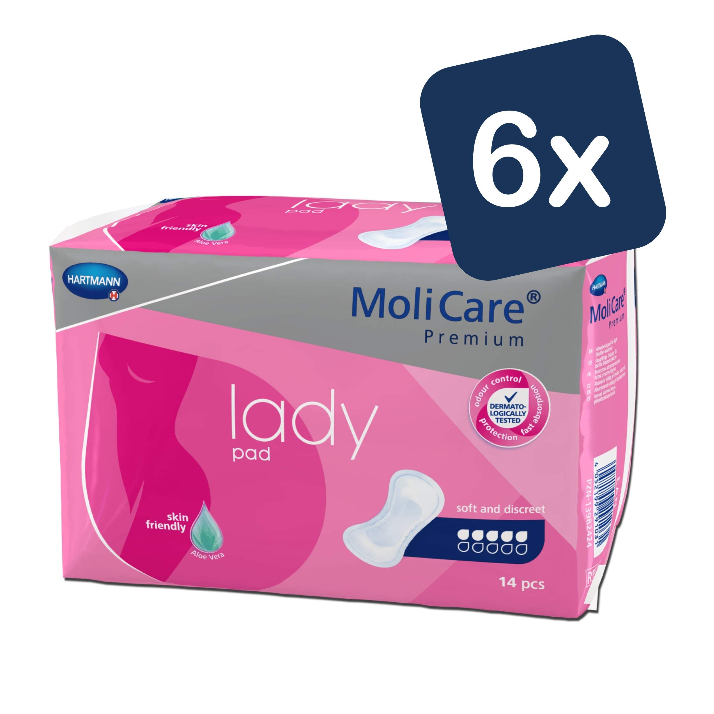 Molicare Premium lady pad, Inkontinenz-Einlage für Frauen bei Blasenschwäche, Aloe Vera, 5 Tropfen, 84 Stück - Vorteilspackung