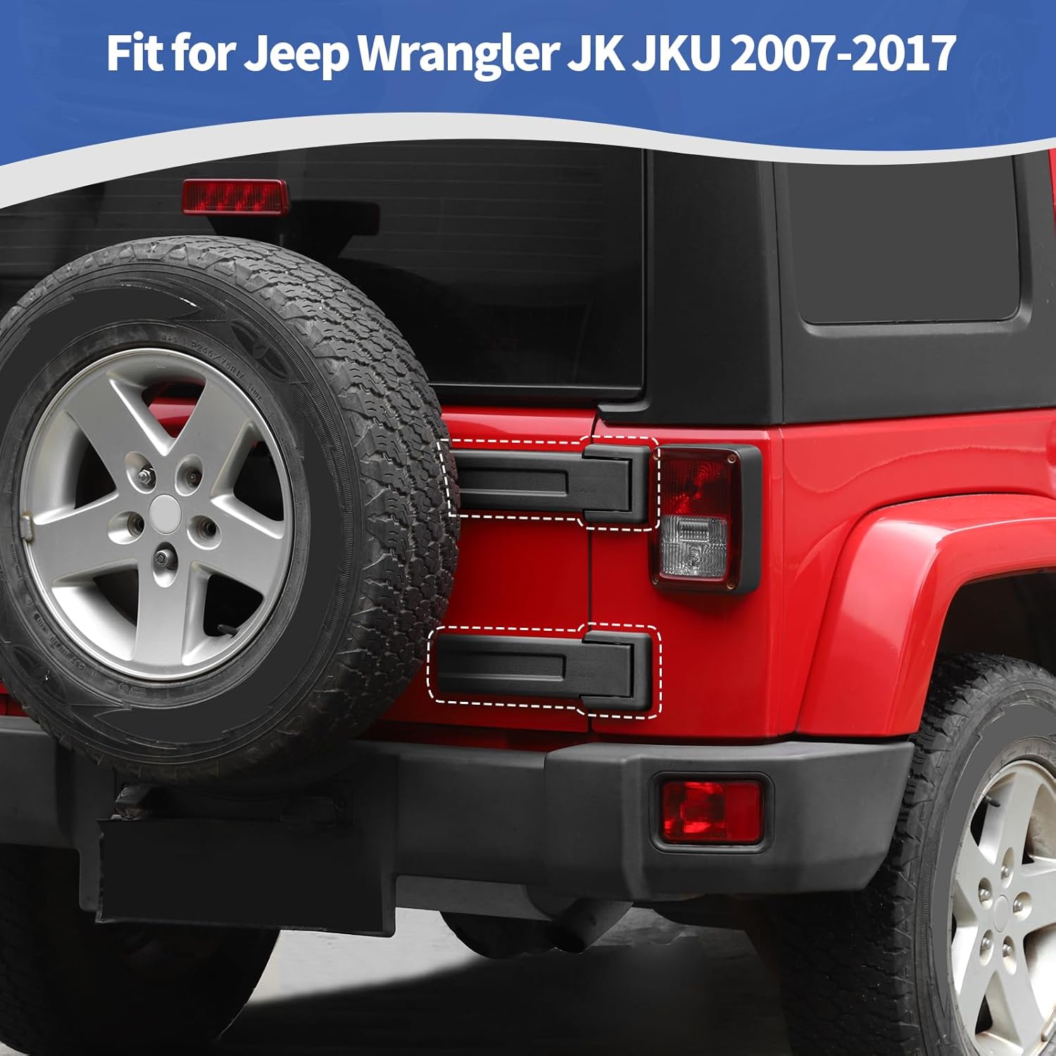 RT-TCZ for Jeep JK Tailgate Hinge Cover Original Replacement for Jeep Wrangler JK JKU 2007-2017 Black Exterior Accessories 2pcs