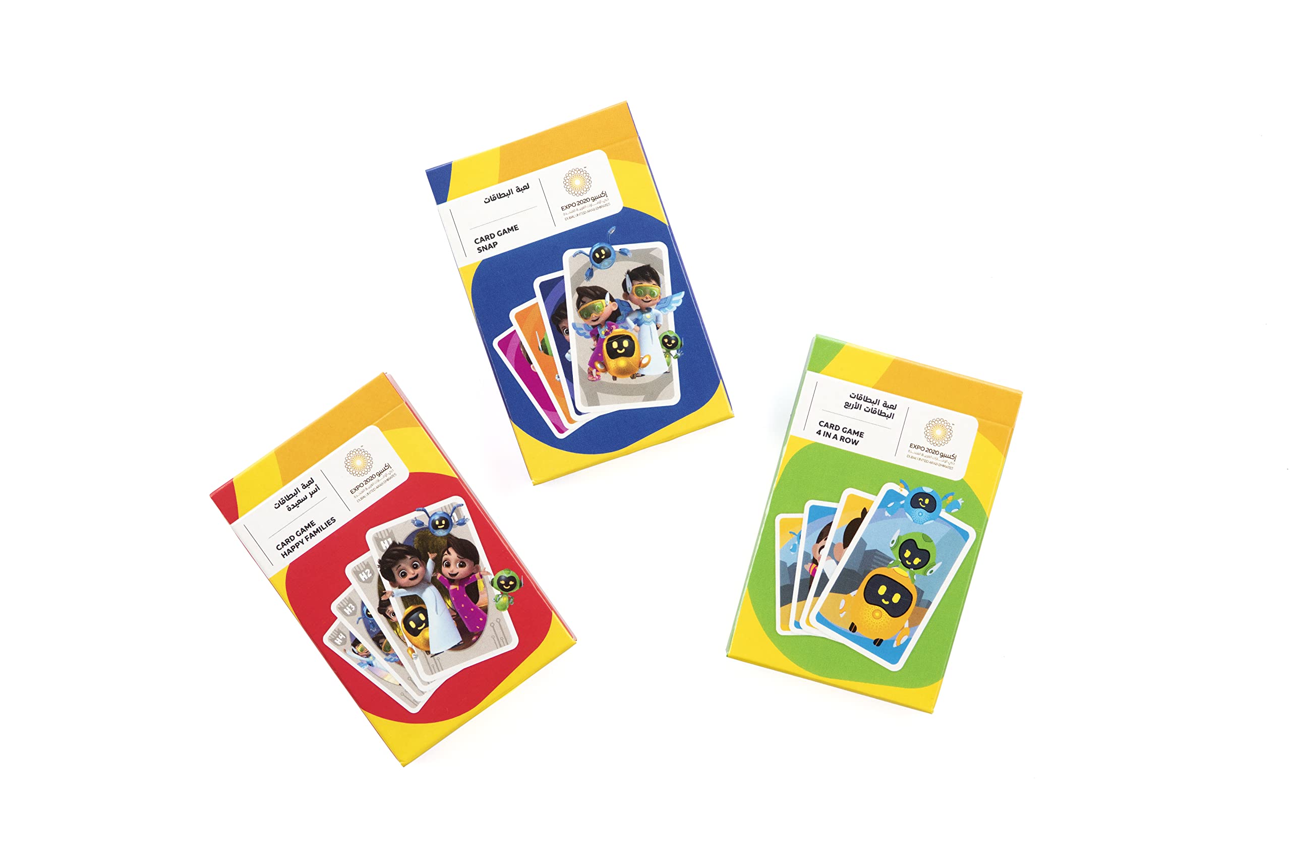 EXPO 2020 Children Card Games Bundle Pack of Three Games (Snap, Happy Families & 4 in A Row)