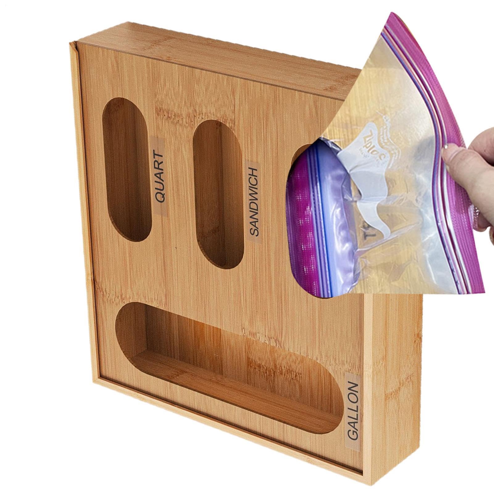Generico Organizzatore Borse per Cassetto Supporto 4 in 1 Riutilizzabile | Porta Per Borse Da Conservazione Per Panini Snack Sacchetti da 4 Litri e da 1 Litro Cucina Armadio Bancone Scaffale
