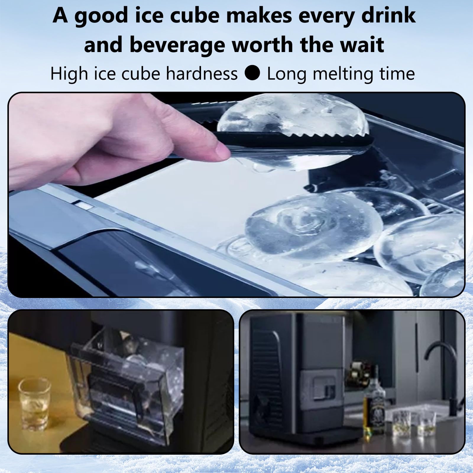 Genérico Máquina de Hielo de sobremesa, esferas de 2 Pulgadas, 42 esferas al día, Capacidad para 8-10 Unidades, Limpieza automática, hogar, la Cocina y el Bar (Blanca).