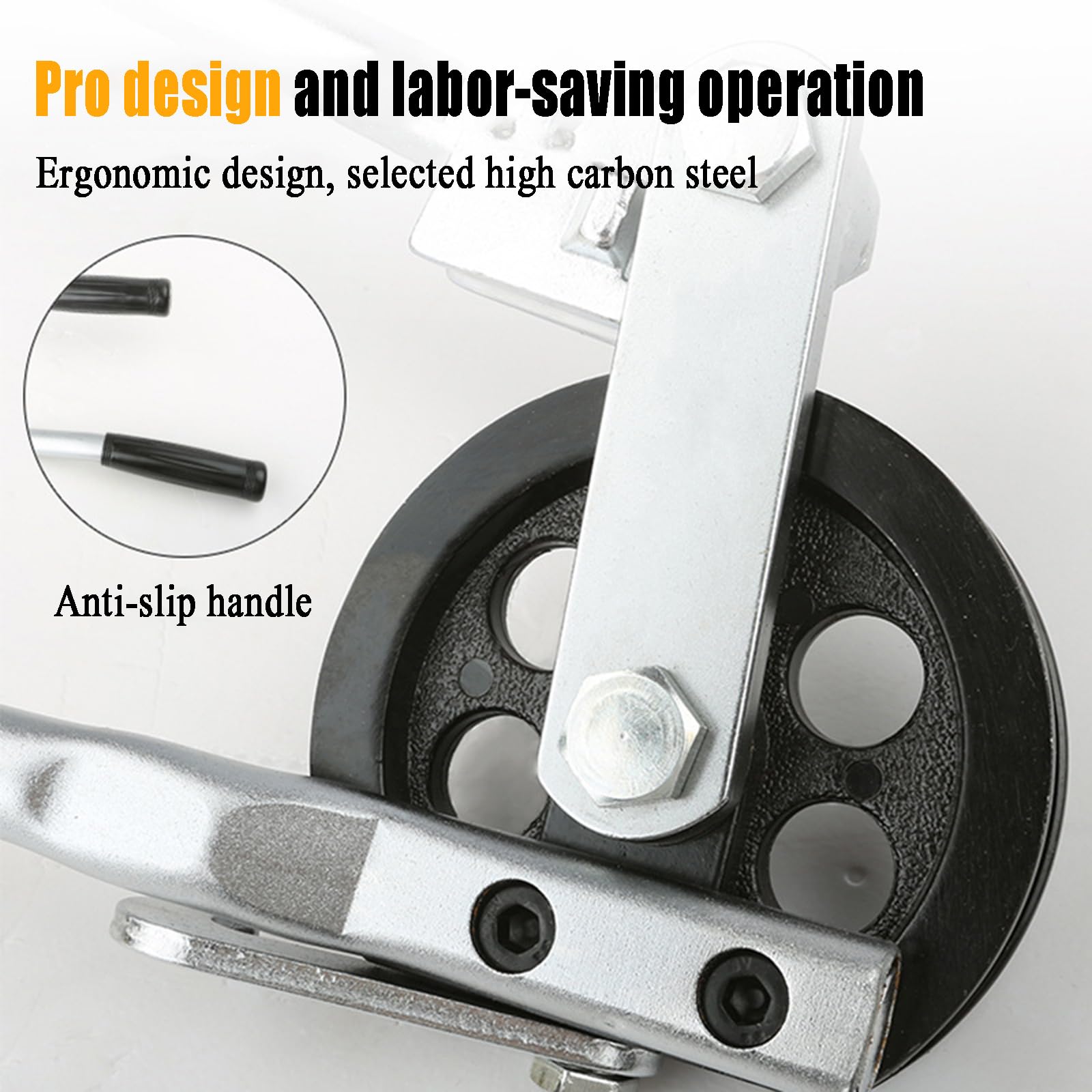 Questo piegatubi Manuale per Tubi in Rame e Alluminio, con Design a Fibbia, Spessore 0,6-1,2 mm, è Adatto a Tubi con Diametro da 12 a 16 mm (1/4”-3/8”).