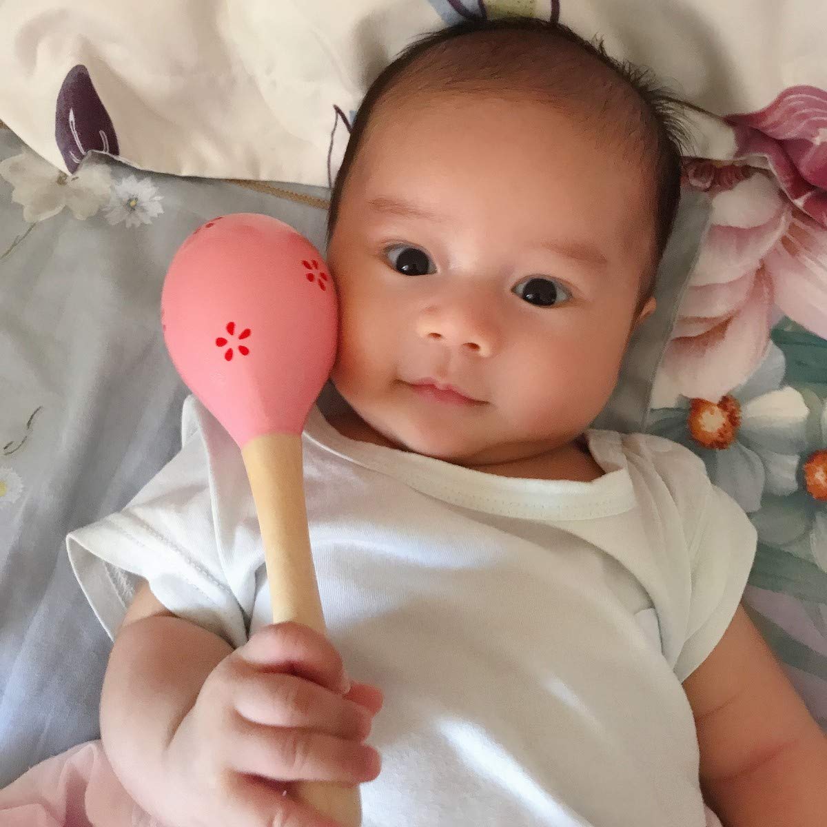 JZK 8 drewnianych grzechotek Maraca, shaker, perkusja, muzyka, zabawki edukacyjne, prezent na baby shower, dzień dziecka, urodziny dziecka (losowy kolor)