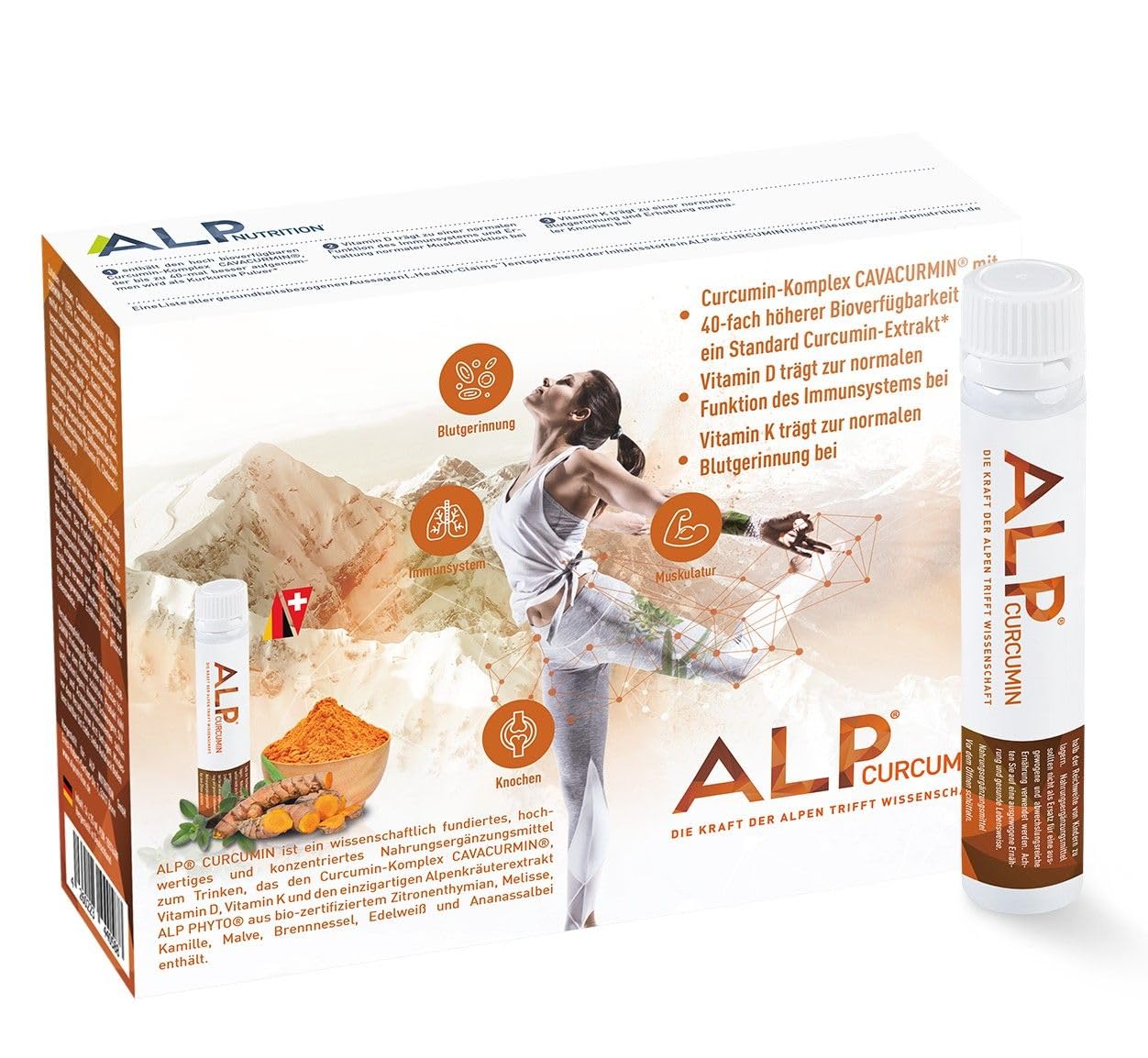 ALP CURCUMIN Trinkampullen mit Vitamin D3 K2, 14x 25 ml