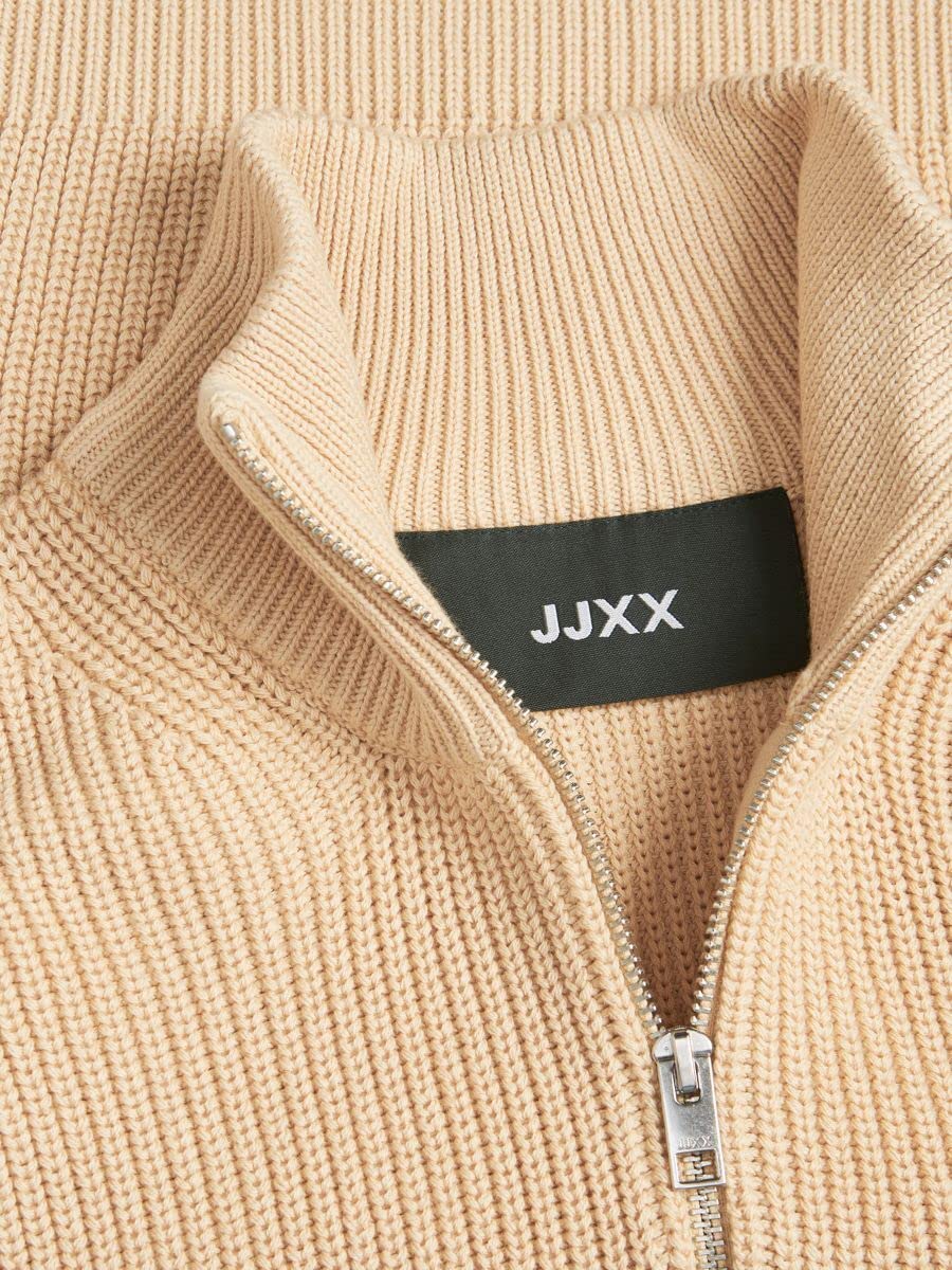 JACK & JONES Women's JJXX JXFLORENCE Twist Half Zip Knit Vest Pullover, beżowy, XS