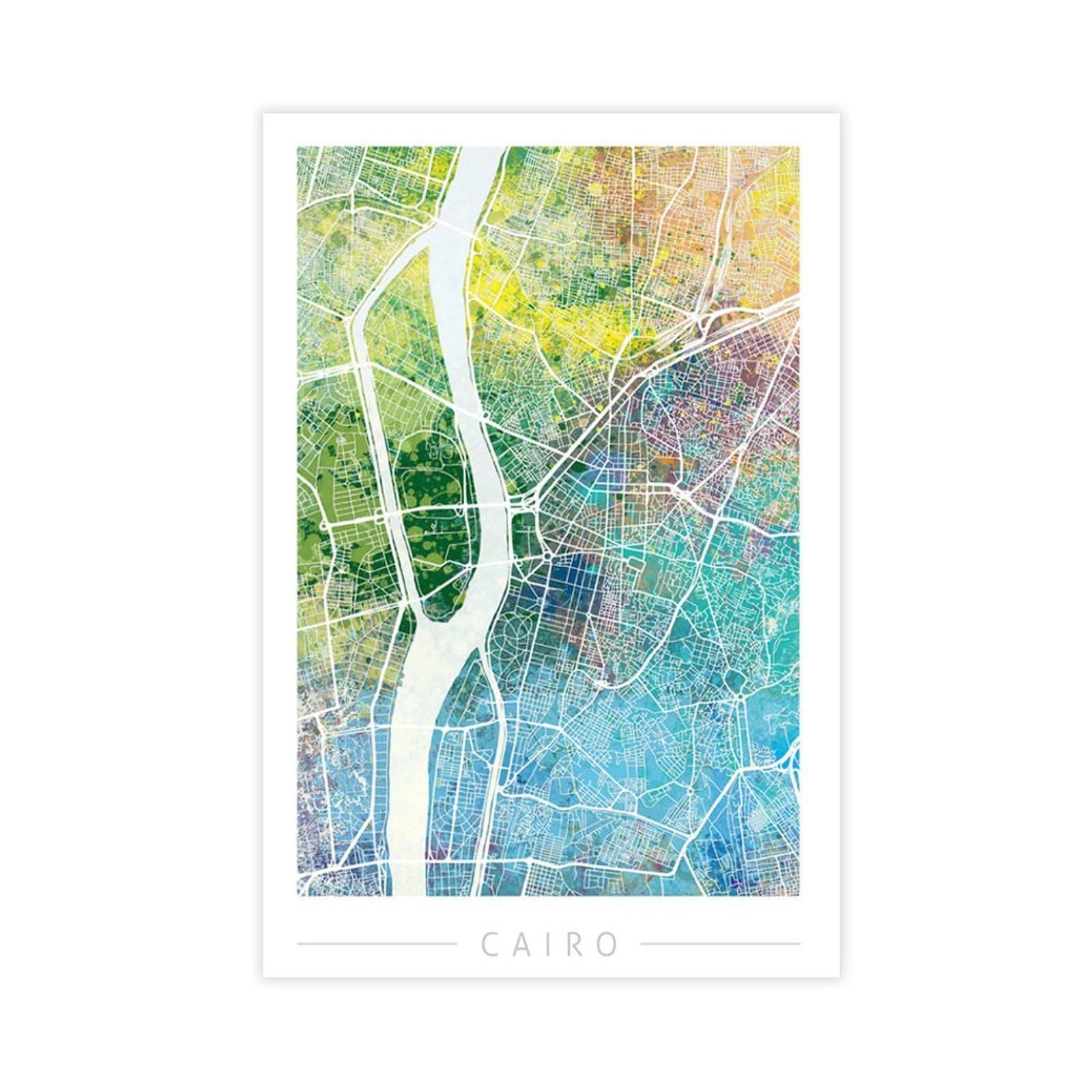 Bareronor City Street Map of Cairo Canvas Poster Bedroom Decor Landscape Office Room Decor Gift 16" L X 24" W