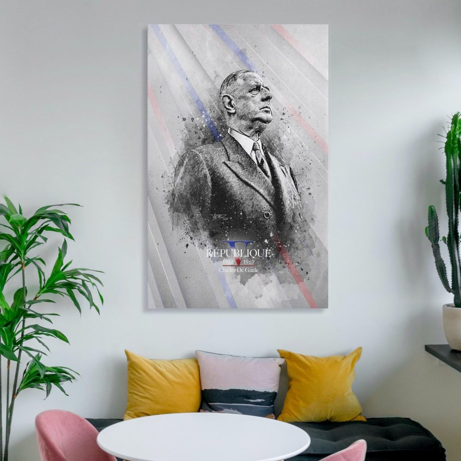 Tableau Décoratif Toile Général De Gaulle - Format 50x70 Cm - Neuf Multicolore