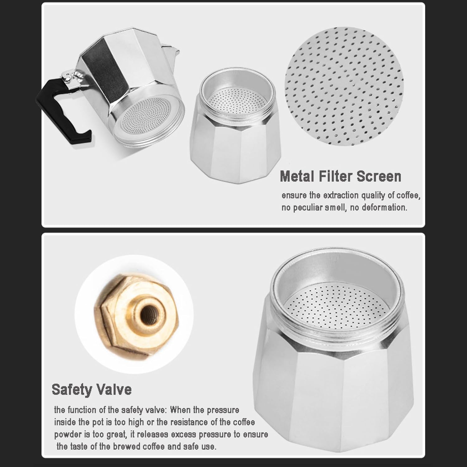 Stovetop Espresso Coffee Maker 9 Cup Moka Pot | Aluminum Coffee Pot with Stainless Steel Filter | Classic Espresso Brewer for Home Kitchen | 450ml Capacity