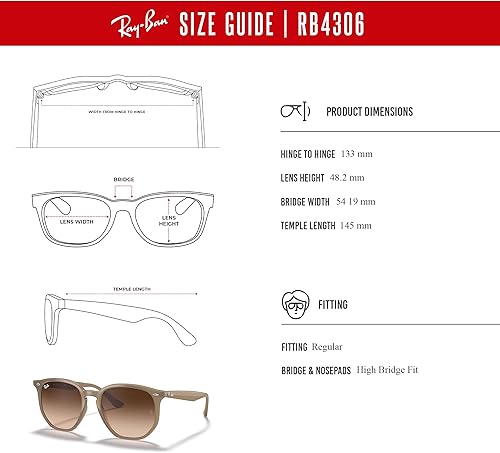 Miniatura 6 de Ray-Ban RB4306 - Gafas de sol redondeadas para hombre y mujer + paquete con kit de gafas de diseñador iWear