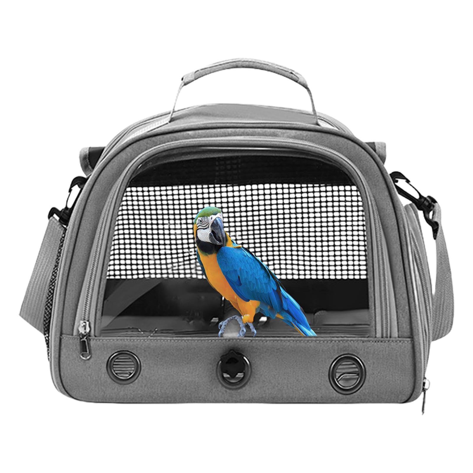 Bolsa transportadora transpirable con cremallera, transportador portátil para pájaros, mochila para pájaros con perca, cuerda y bandeja para loros, periquitos, guacamayos, cacatúas, jaula acrílica par