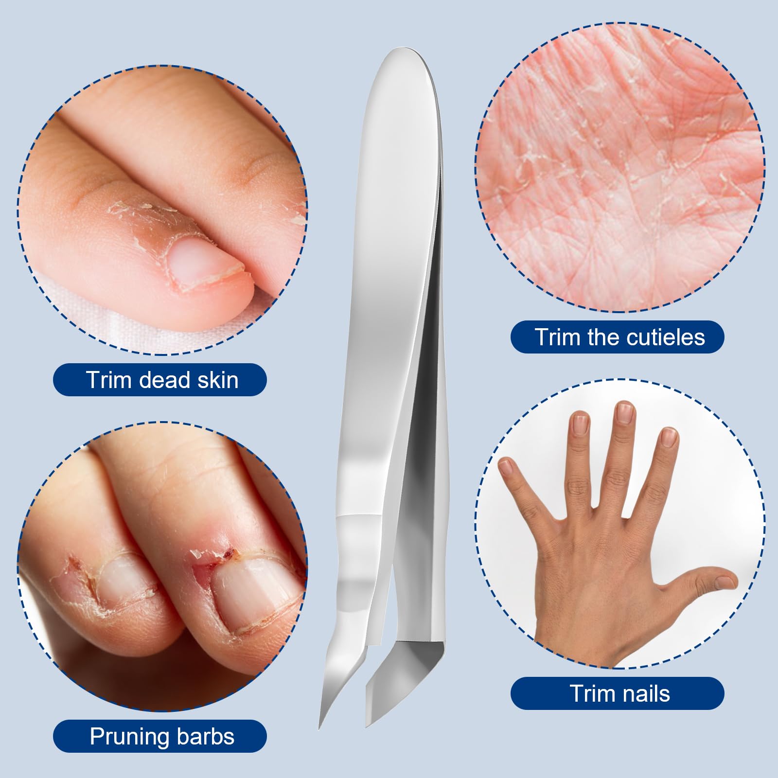 JJUNW Pinza per cuticole per unghie in acciaio inossidabile, pinzette piccole per cuticole, forbici dritte per cuticole, punte affilate, taglierina angolare, taglierina cuticole per unghie, strumento