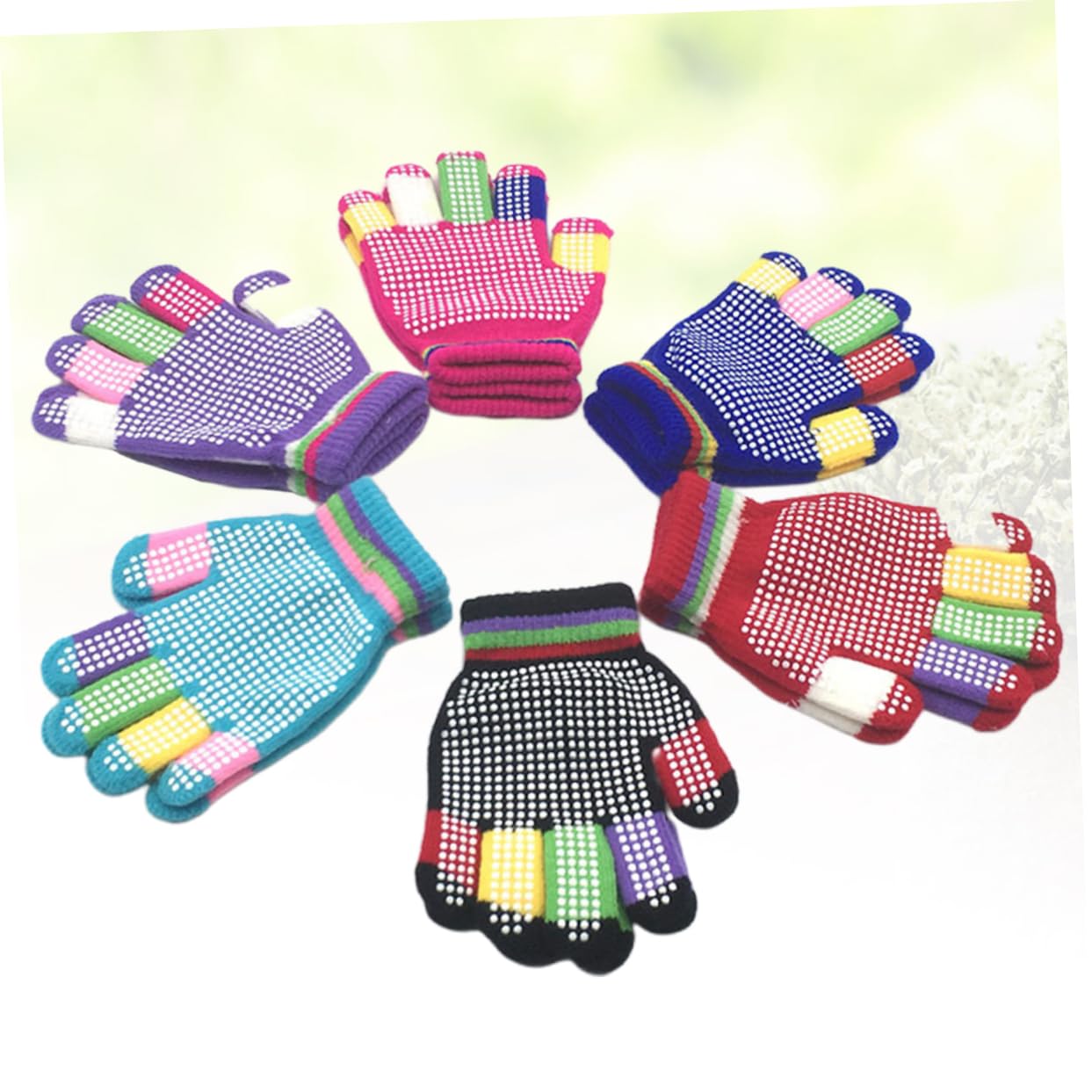 WOFASHPURET 12 Pairs Boys and Girls Winter Snow Gloves Girls Boys Anti-slip Stretch Thermal Gloves Random Color