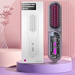 Hair Straightener, Fast Heating Flat Iron Straighteners, Rechargeable Rotating Curling Iron with 3 Temperature, Portable Straightener and Curler 2 in 1 Hair Tools, Grey