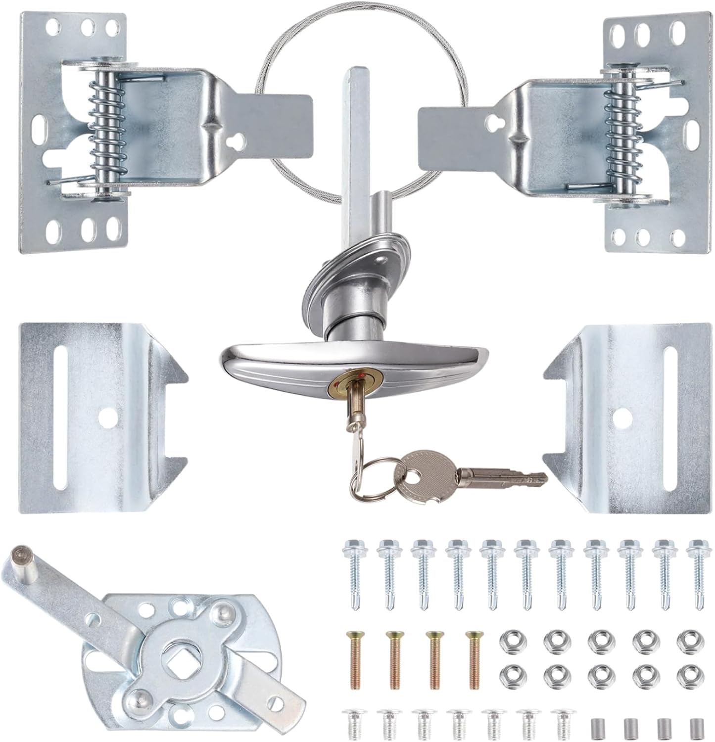 with Two Keys, Garage Door T-Handle Lock, Universal Garage Door Lock Kit, Overhead Garage Door Lock Assembly Set, Stainless Steel Garage Door Security Lock Kit, Garage Door Lock Kit