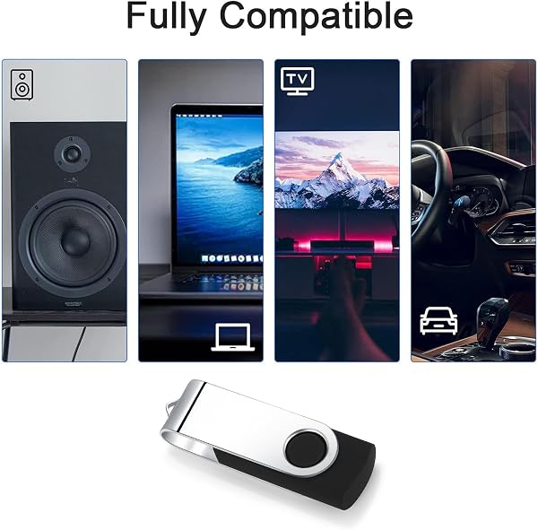 4GB USB Flash Drive,SRVR 20Pack USB2.0 Swivel Thumb Drives Data Storage Jump Drive Zip Drive Memory Sticks External Devices with Led Indicator(Black Color With Lanyard) - 3