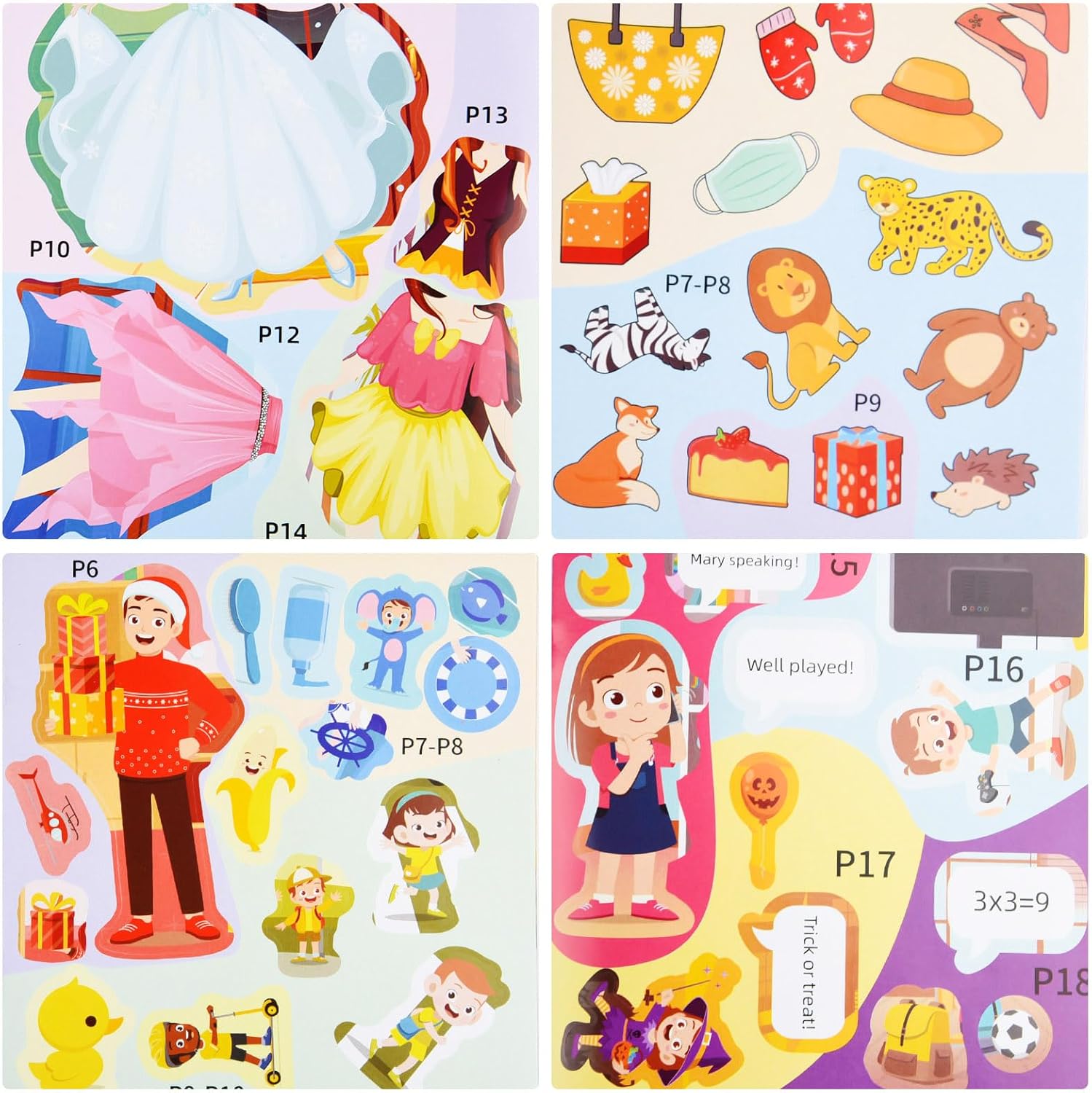 ASTARON 10 Pack Sticker Activity Book for Toddlers 2-6, Concentration Training Sticker Game, Travel Toys Airplane Activities Educational Sensory Learning Toy Party Favors for Kids