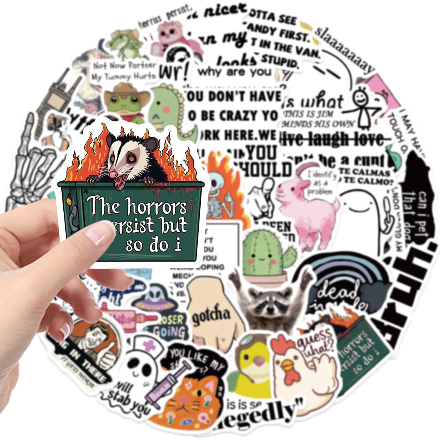50 Pcs Funny Meme Stickers Laptop Car Scrapbook Phone Skateboard Suitcase Luggage Bike Meme Vinyl Waterproof Aesthetic Personalised Stickers for Teens Boys Girls Adults - Image 2