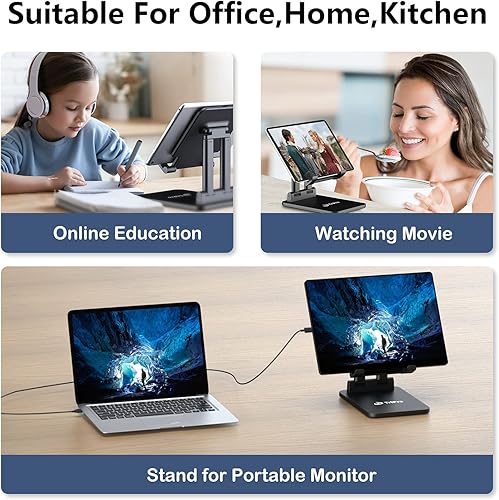 Miniatura 6 de Soporte para tablet TriPro, soporte para monitor portátil ajustable y plegable, 4.72 pulgadas de ancho, súper estable, compatible con tabletas de 7