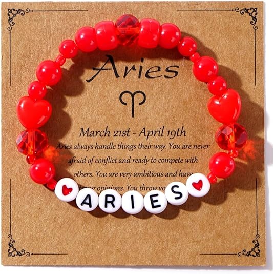 Cute Crystal Zodiac Bracelets for Women Her Luck 12 Constellations Inspiration Colorful Heart Star Beads Bracelet Bohemian Birthday Zodiac Gifts Horoscope Spiritual Bracelet