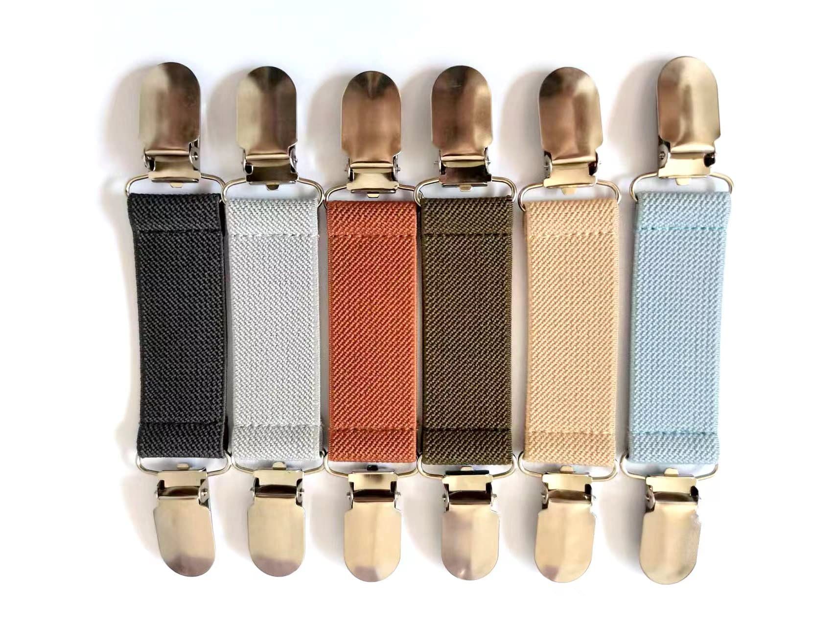 Jujen Elastic Clothes and Hat Clips-Double Heavy-Duty Stainless-Steel Strap Clips, Bed Mattress Sheet Fasteners (Grey)