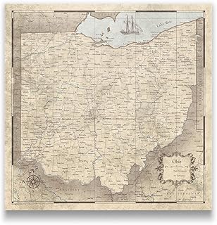 Push Pin Ohio Map Board - With Push Pins to Mark Ohio Travel - Handmade in Ohio, USA - Design: Rustic Vintage