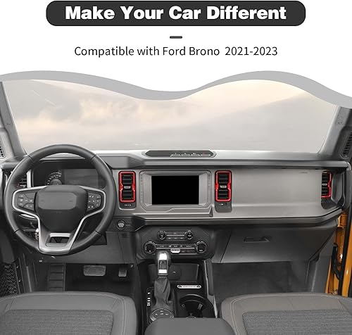 Miniatura 3 de HTHE Cubierta de anillo lateral para consola central Ford Bronco compatible con Ford Bronco 24 puertas 2021 + (ABS, 4 unidades, naranja)